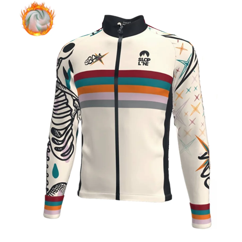 

Slopline Winter Cycling Jacket Thermal Fleece Bicycle Clothing Men's Long Sleeve Warm Tops Mountain Bike Jersey Maillot Ciclismo