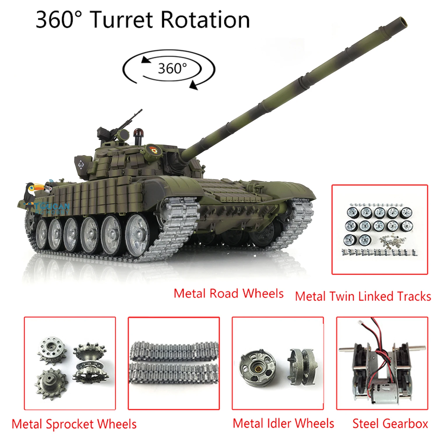 1/16 Pro Heng Long Military RC Battle Tank Советский T72 TK7.0 Беспроводные электрические игрушки 360° °