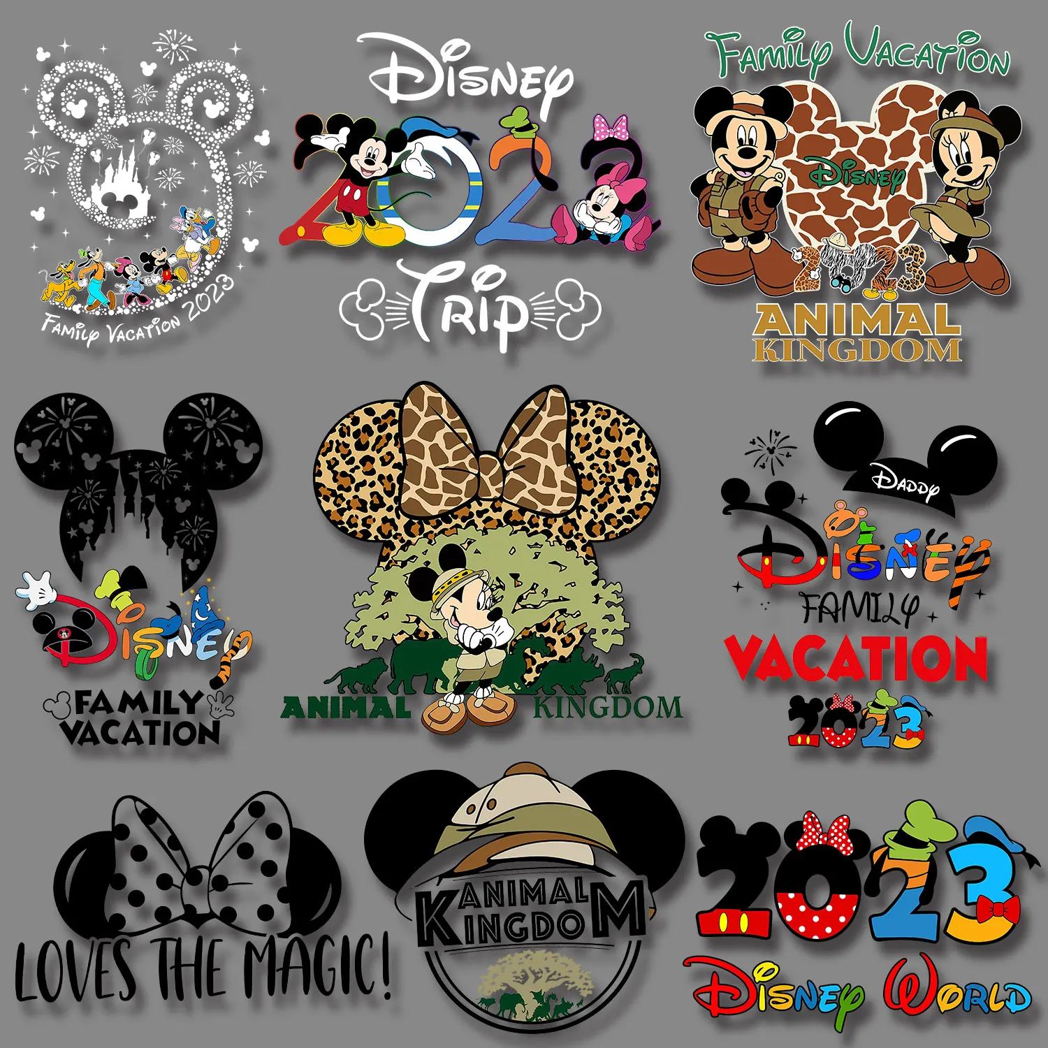 Exclusive for 2023 New Year Mickey Minnie Disney Iron-on Stickers for Clothes Leopard Print Easy to Use DIY Decoration