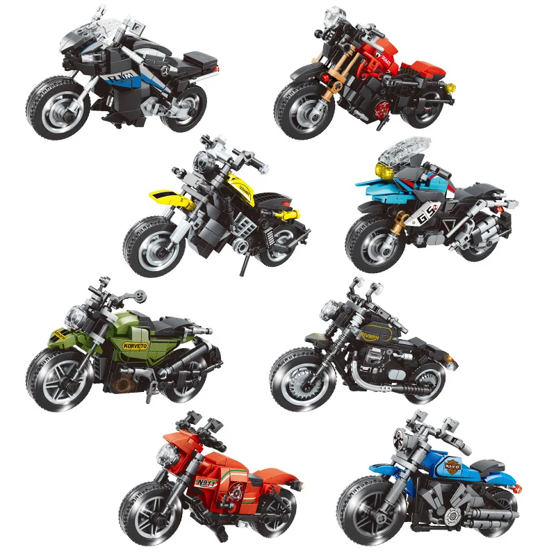 

Compatible Motocycle Small Building Block Assembly 8 Locomotives Small Particle DIY Toys, Motorcycles, Racing Cars, Sports Cars