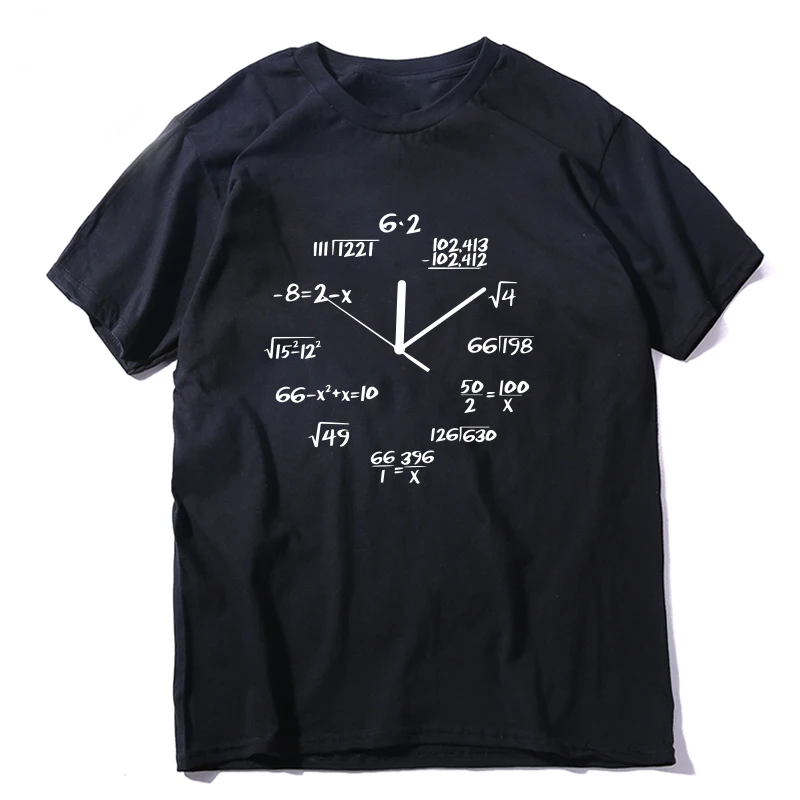 

summer Math Clock Print cotton Funny Men T Shirt Casual Short Sleeve o-neck oversized T-shirt Cool Summer top men clothing tees