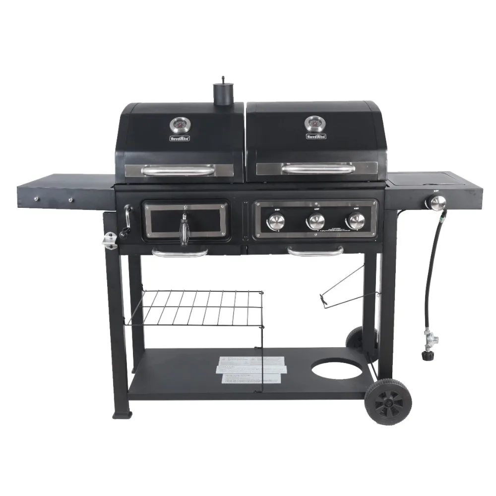 

RevoAce Dual Fuel Gas & Charcoal Combo Grill, Black with Stainless Portable Grill, Bbq Grill Outdoor
