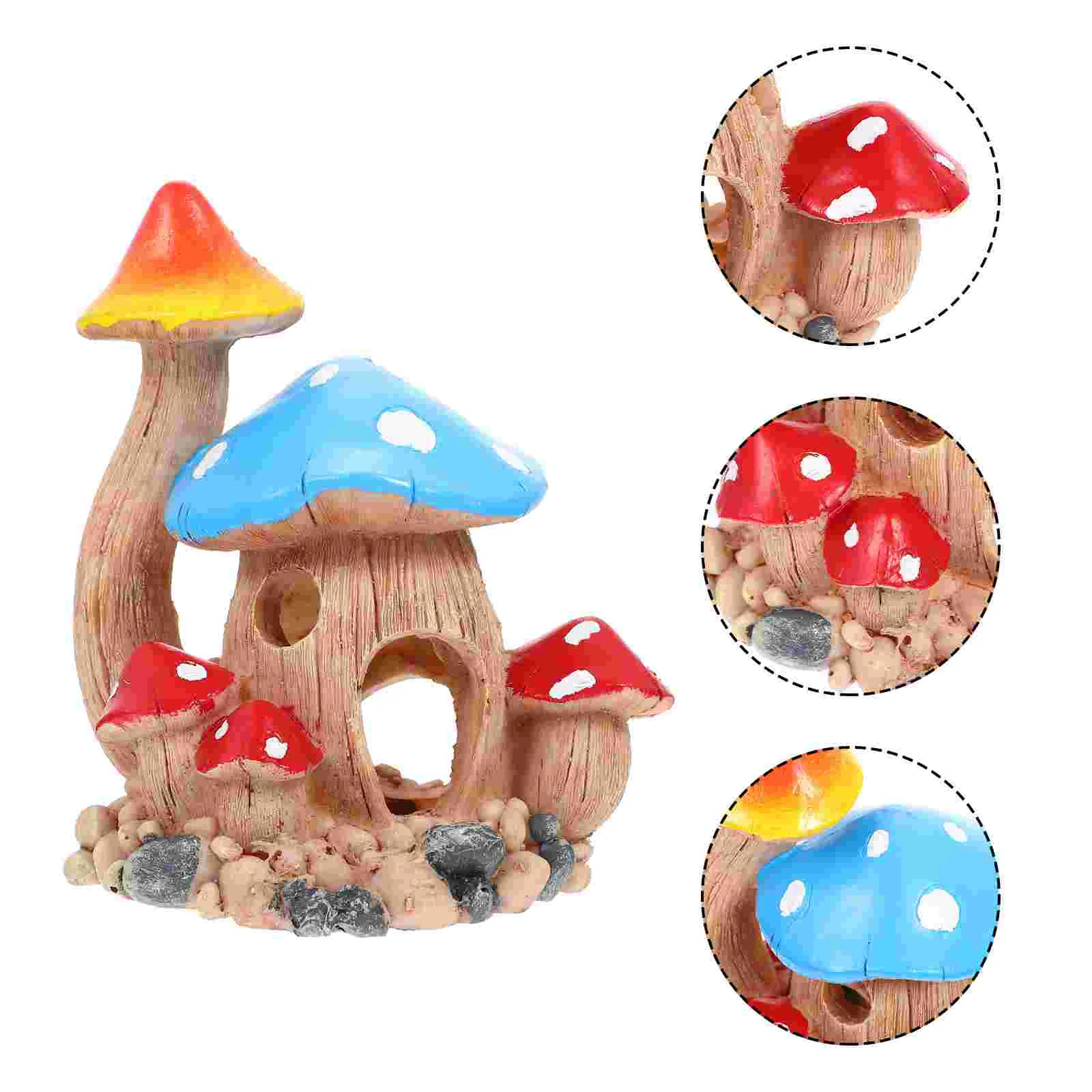

Tank Aquarium Cave Decor House Hideout Mushroom Shrimp Resin Betta Decorations Shelter Breeding Hiding Accessories Hideaway