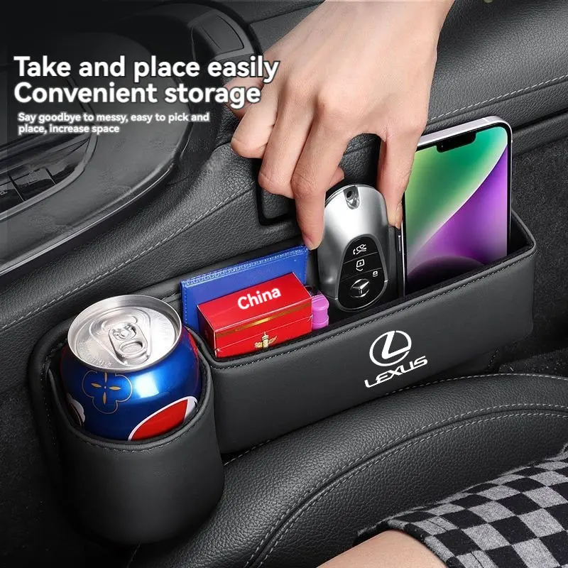 Кожаный Автомобильный зазор на сиденье органайзер с подстаканником боковая