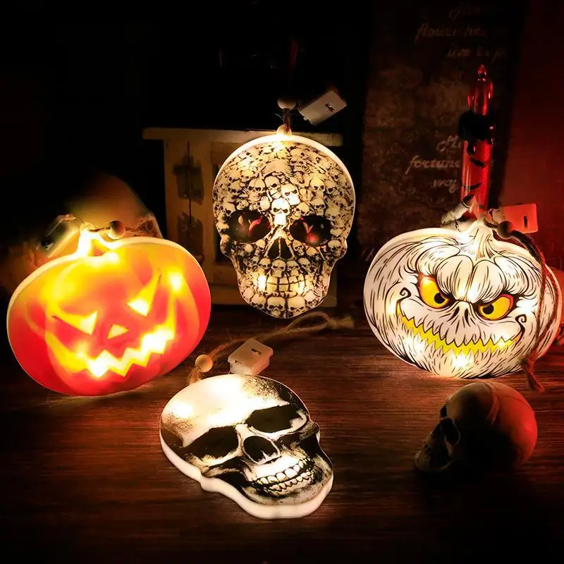

12cm Ghost Festival Party Decoration Lantern Demon Skull Head Lamp LED Pumpkin Lamp Happy Halloween Day Home Bedroom Decor