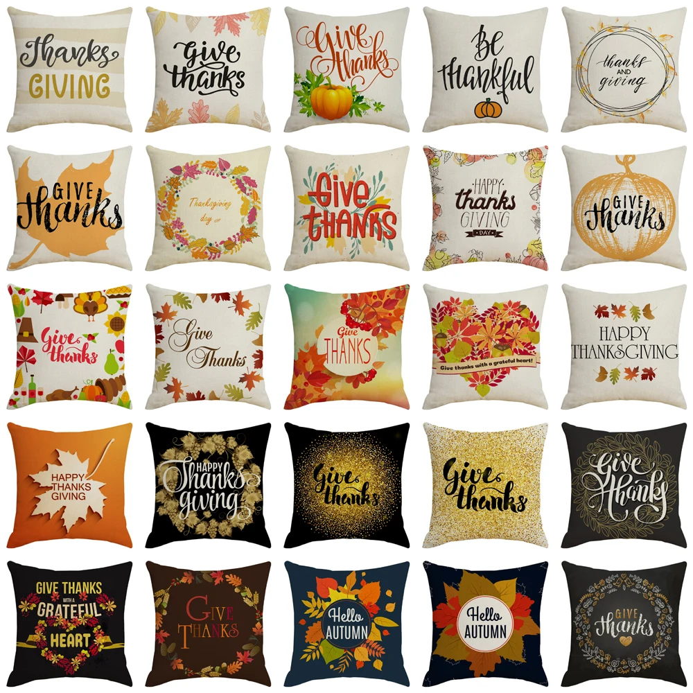 

Tahnks Giving Day Cushion Cover Autumn Farm Punpkin Harvest Pillow Case Home Decorative Office Sofa Throw Pillow Cover 45x45cm