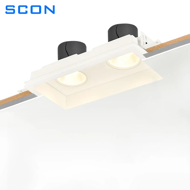 

SCON Modern Recessed Borderless Gypsum Downlight Square LED Ceiling Lamp For Living Room Aisle Anti-Glare Plaster Lights