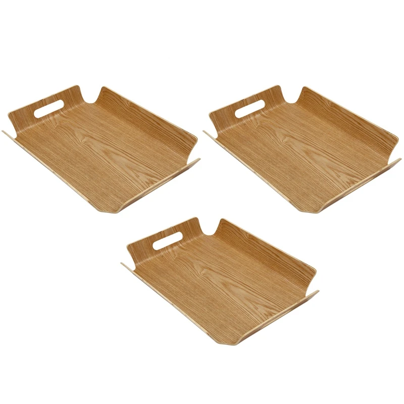 

3X Luxury Desk Table Bamboo In Bed Bread Wooden Tray Wood Fruit Breakfast Food Cake Coffee Tea Serving Tray With Handles