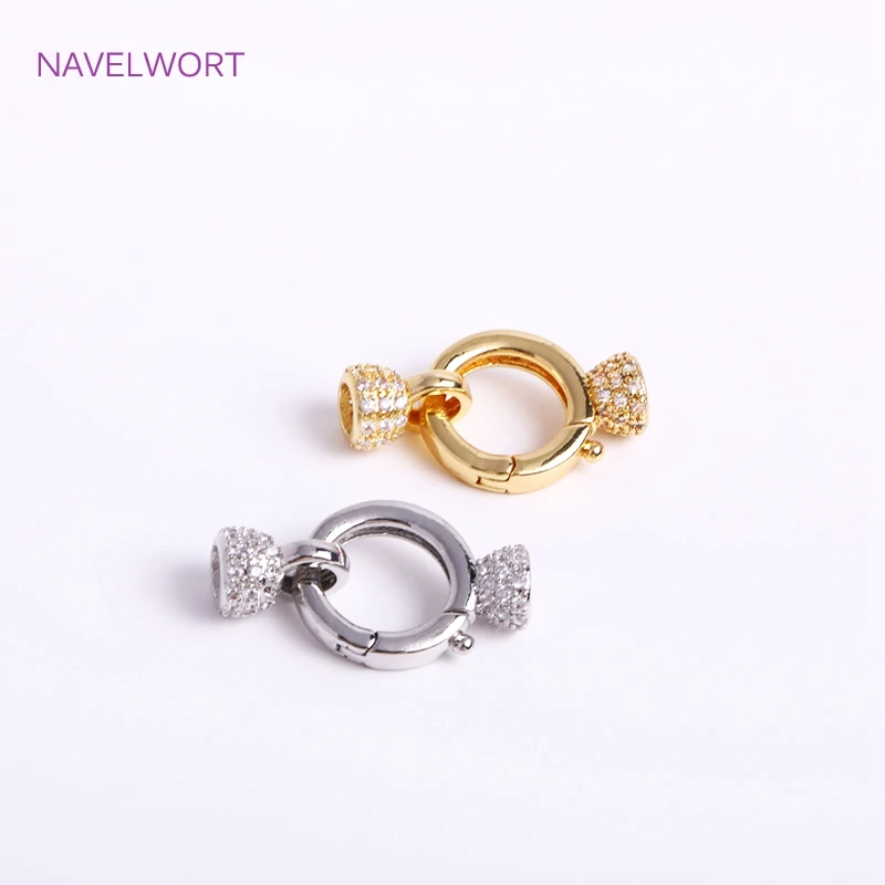 

18K Gold Plated Inlaid Zircon Round Pearl Clasp Fastener DIY Bracelet Necklace Making Accessories Jewellery Making Supplies