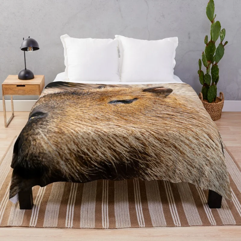 

Capybara profile Throw Blanket Fluffy Blanket