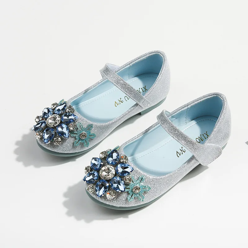 

Girls' Leather Shoes Princess 2022 New Style Non-Slip Soft Bottom Wear-Resistant Little Baby Sequined Children's Shoes
