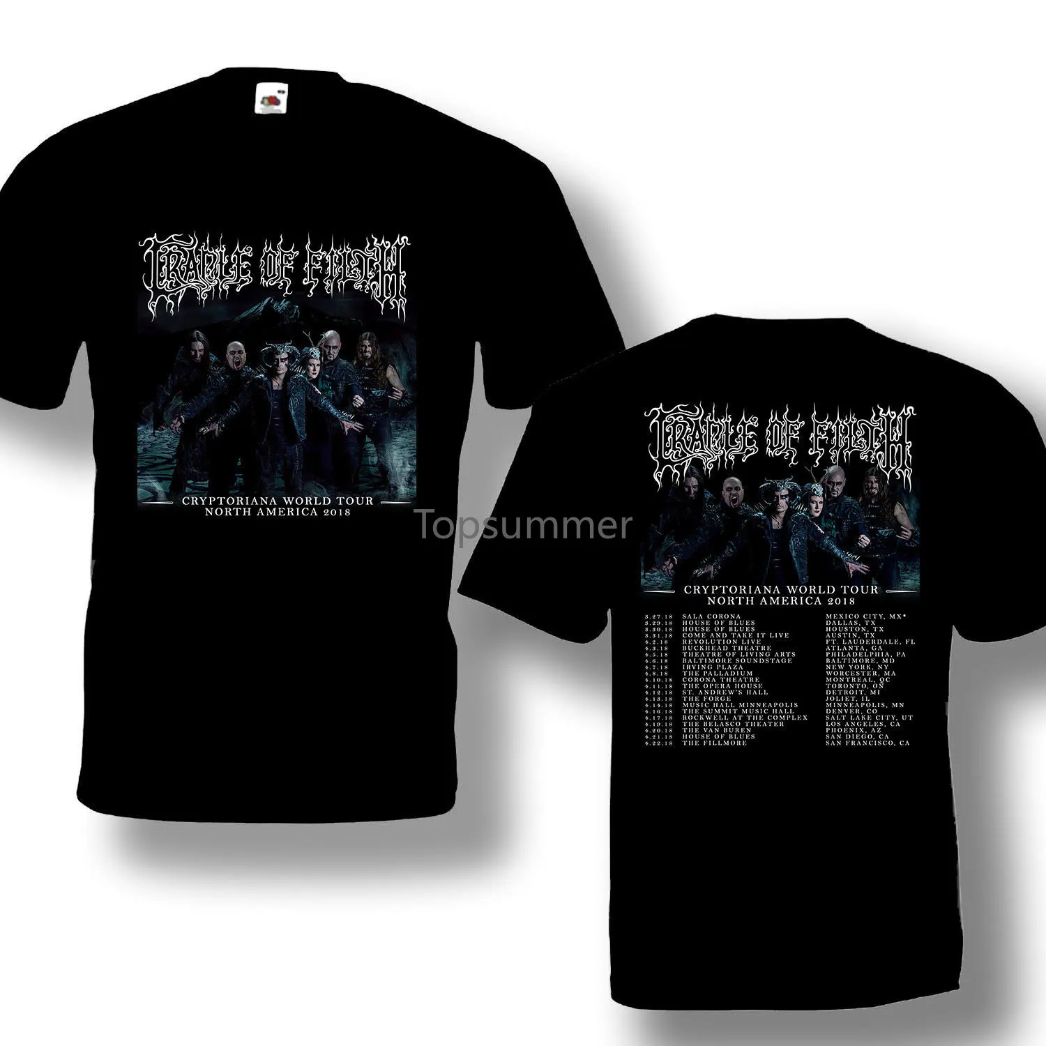 

High Quality Personality O Neck Men'S Cradle Of Filth Cryptoriana Tour 2018 Tshirt Black Color Best Design Size S 4Xl