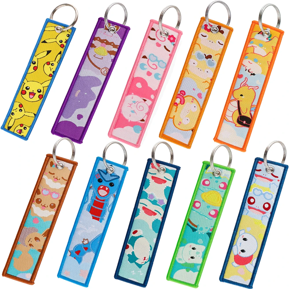 

Japanese Anime Cute Key Chain for Men Embroidery Keyring Key Tag Key Fobs Holder Key Chain for Motorcycles Accessories Gifts