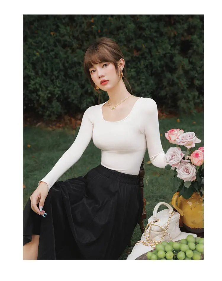 Seamless Womens Thermal Underwear Top O Neck Intimate 2022 Autumn Winter Long Sleeves Solid Warm Lingerie Oat Gray