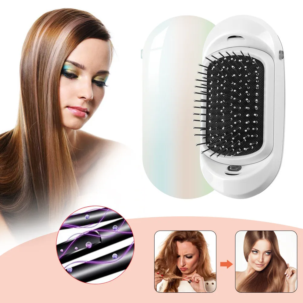 

Ionic Electric Hairbrush Anti Frizz Brush Head Massage Scalp Comb Portable Anti Static Magic Negative Ion Combs