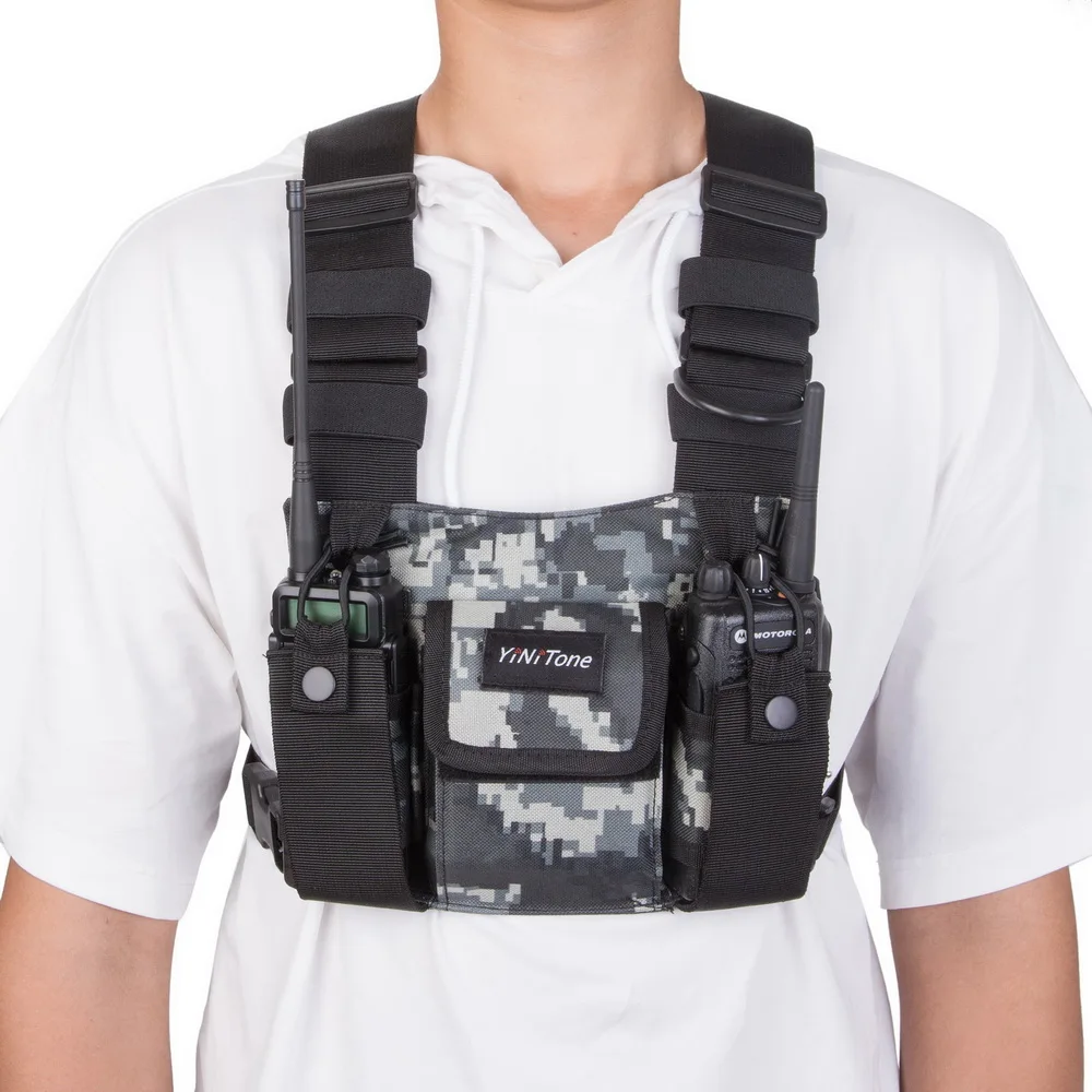 Gtwoilt Universal Radio Chest Harness Bag Pocket Pack Holster  for Two Way Radio Walkintalking Yaesu