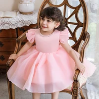 2022 new childrens prom dresses bow design princess dress for kids white bridesmaid dresses 1 2 3 years girl evening ball gown