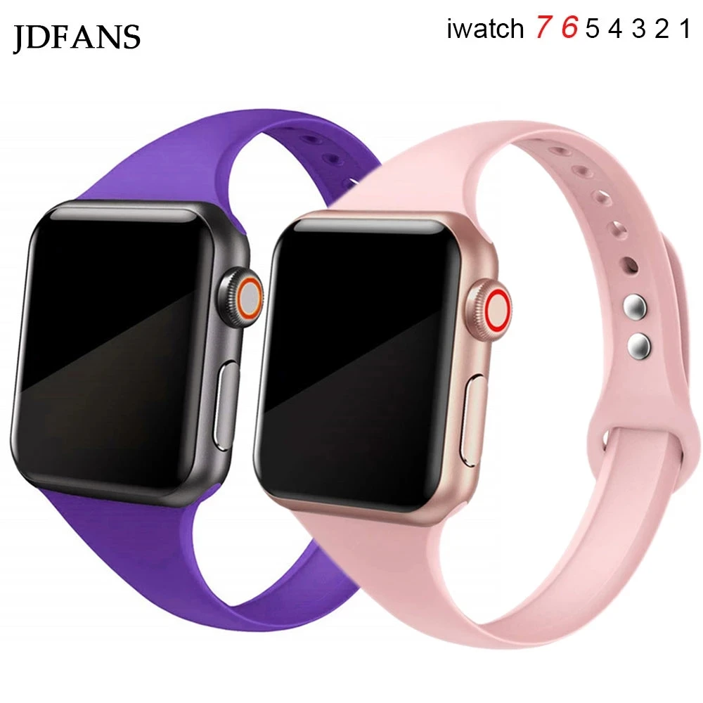 

Slim Silicone strap for Apple watch ultra 49mm band 41mm 45mm correa 38mm 40mm 44mm Sports bracelet iWatch serie 8 7 6 5 se 4 3