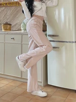 n girls pink kawaii lolita pants female lace japanese long trousers women sweet cute slim bell bottoms korean clothing autumn