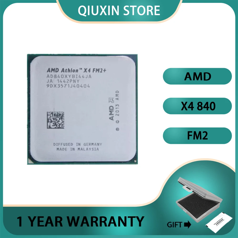 

AMD Athlon X4 840 Processor AD840XYBI44JA CPU 3.1 GHz Quad-Core Socket FM2+