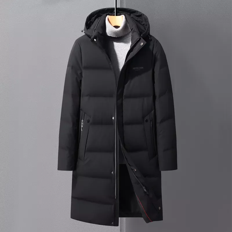 2022New Winter New Men's 90 White Duck Down Long Down Jacket Fashion Casual Thick Warm Hooded Coat Male Brand Clothes