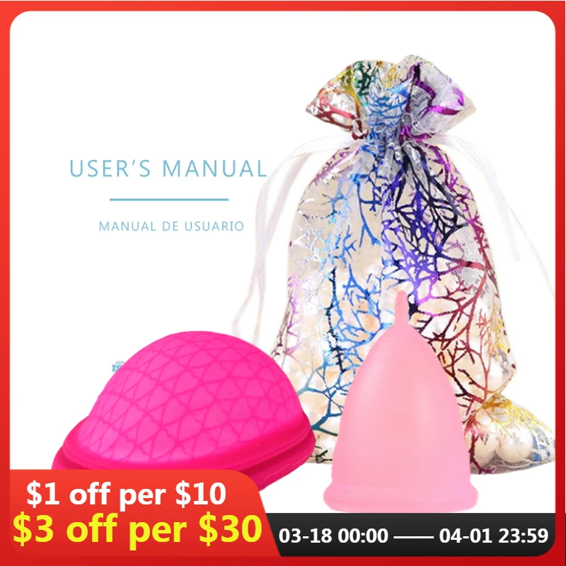 

4pcs/set Medical Silicone Menstrual Period Cup Collector Feminine Hygiene Silicone Female Cup Coletor Menstrual Cup with Box