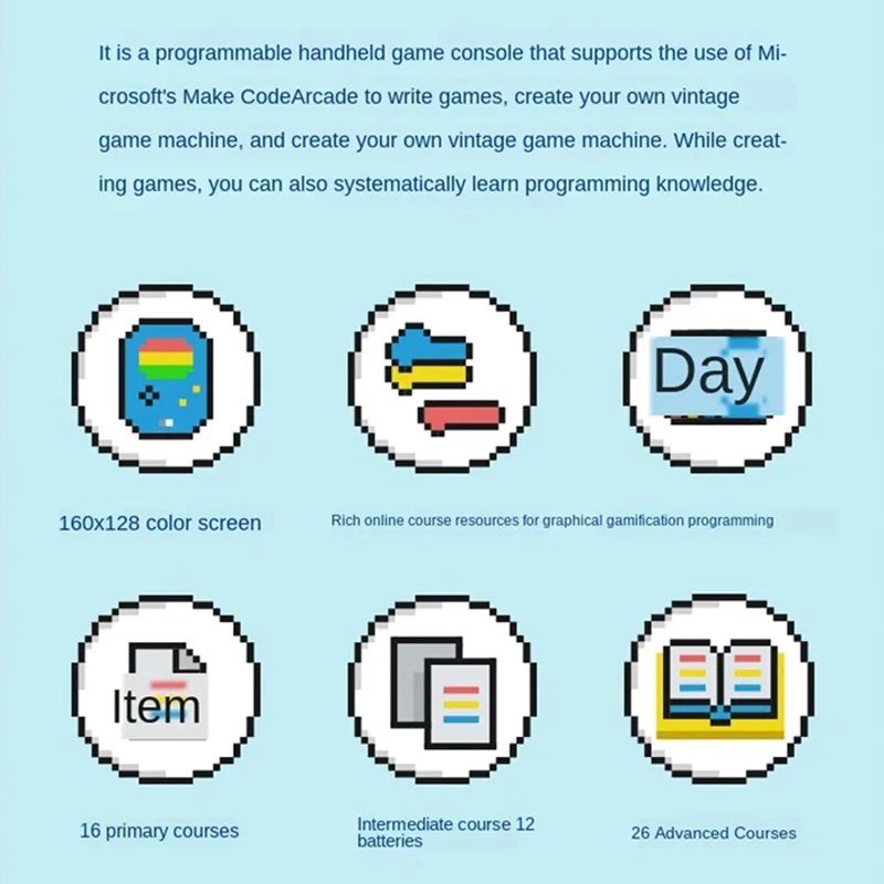 Фото Игровая консоль GameGo, программируемая портативная игровая консоль, детская игрушка для программирования начальной средней школы, учебные пособия №3