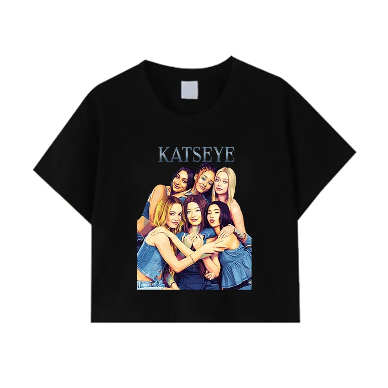 Винтажный укороченный топ Fun Katseye Kpop Girl Group для концертов 2026 года, подарок для любителей музыки, укороченный топ Y2K, женская приталенная футболка из 100% хлопка (art.: 3920dcb28ae02) - 3920dcb28ae02