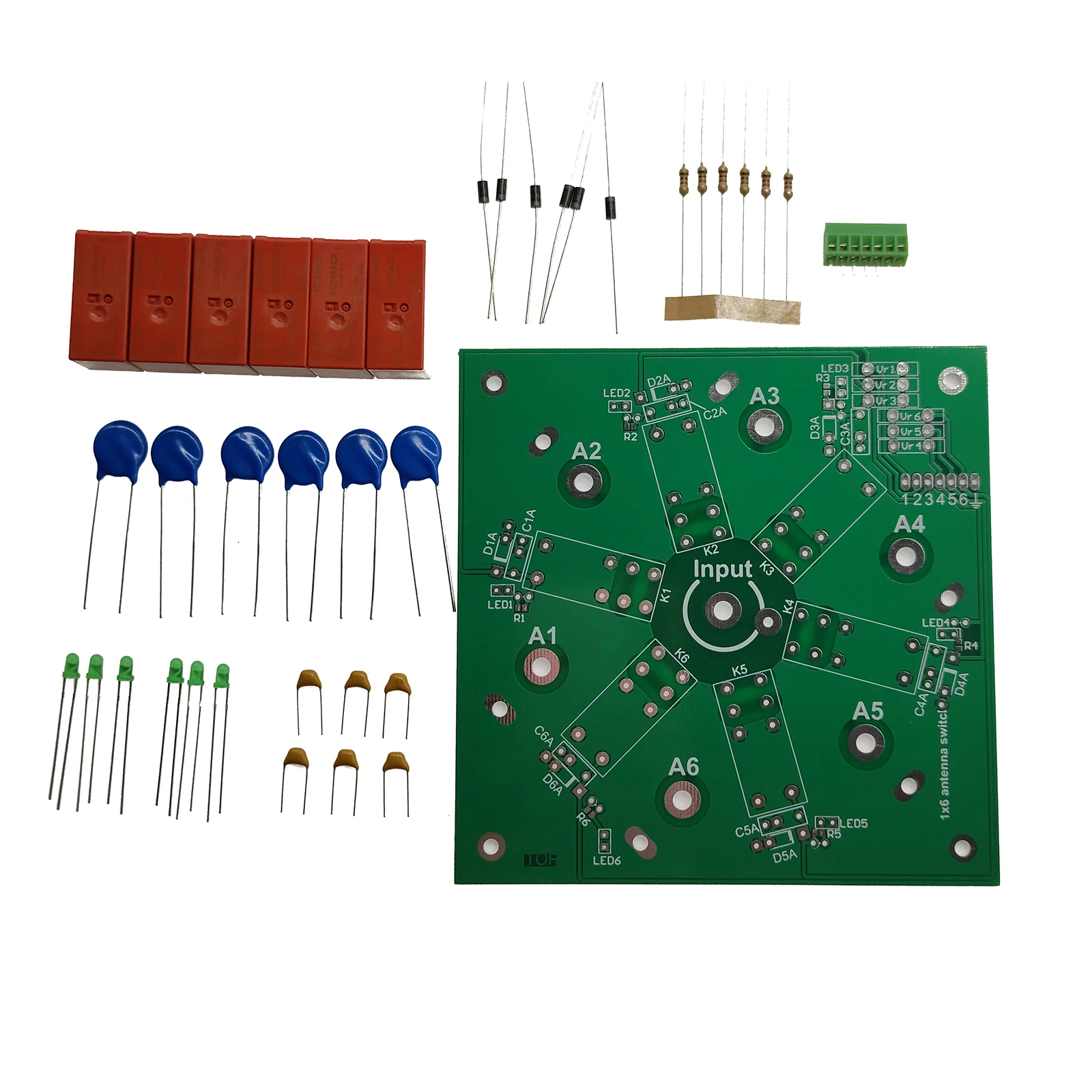 6-way DIY Kit 6:1 SO-239 1.8MHz--60MHz Coax Remote Antenna Switch Board