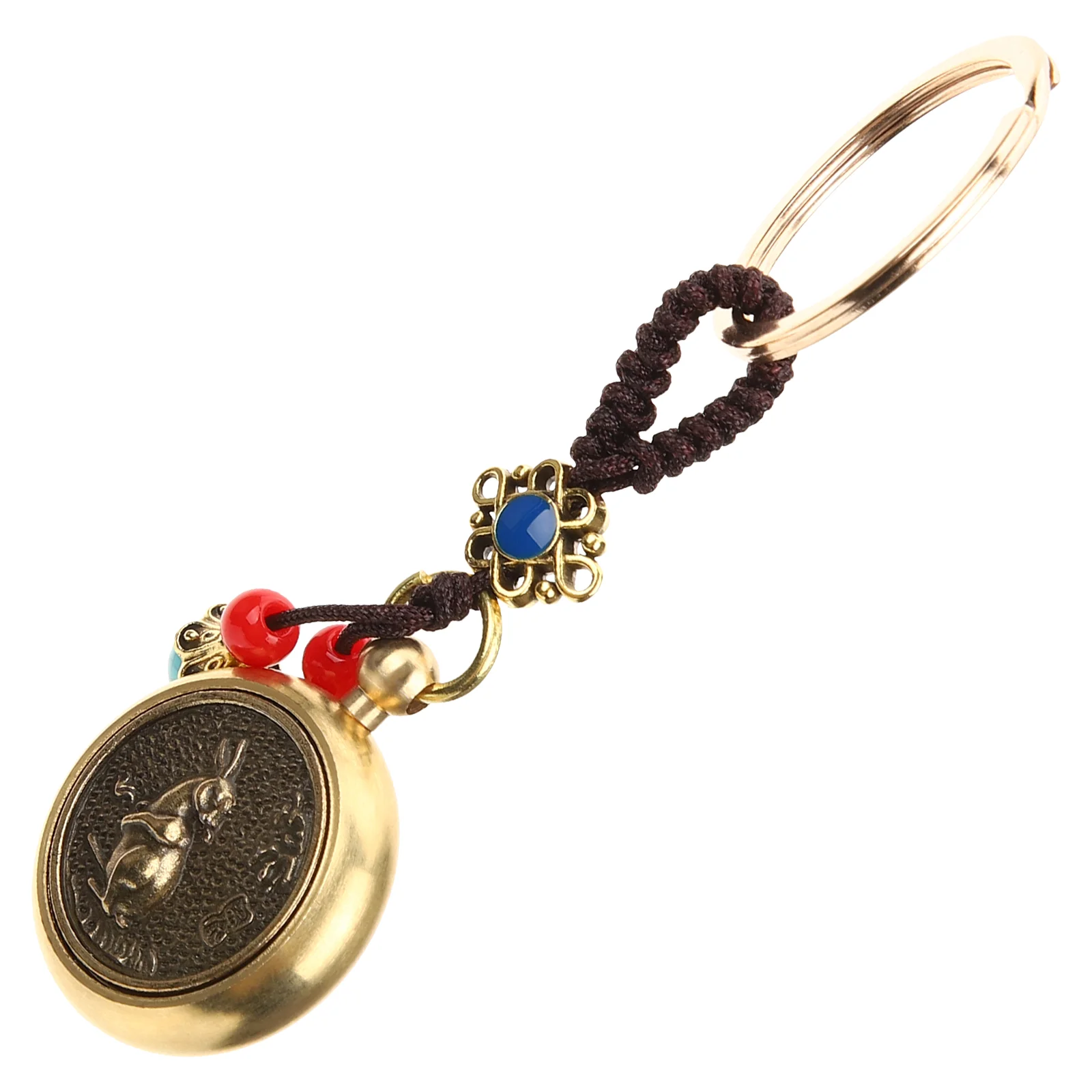 

Keychain Coin Chinese Lucky Key Rabbit Easter Chain Copper Zodiac Ring Fengshui Bunny Fortune Rabbits New Year Ornament Basket