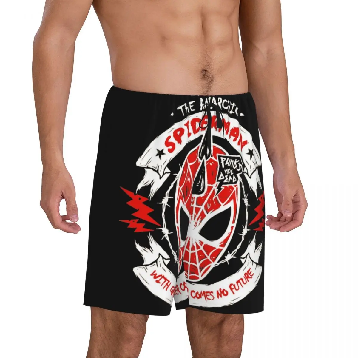 Мужские пижамные шорты с принтом Ghost Spider пижамы для сна низ карманами |