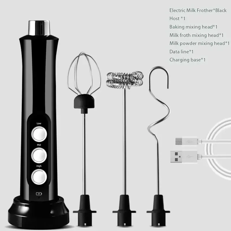 

Беспроводная пена для молока, USB перезаряжаемая ручная электрическая пеногенератор, 3 скорости для латте, капучино, миксер для венчика для горячего шоколада, кофе