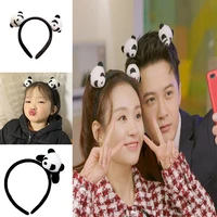 2022 new cute cartoon panda animal headband for man women soft plush birthday party headwear furry scrunchie hair accessories