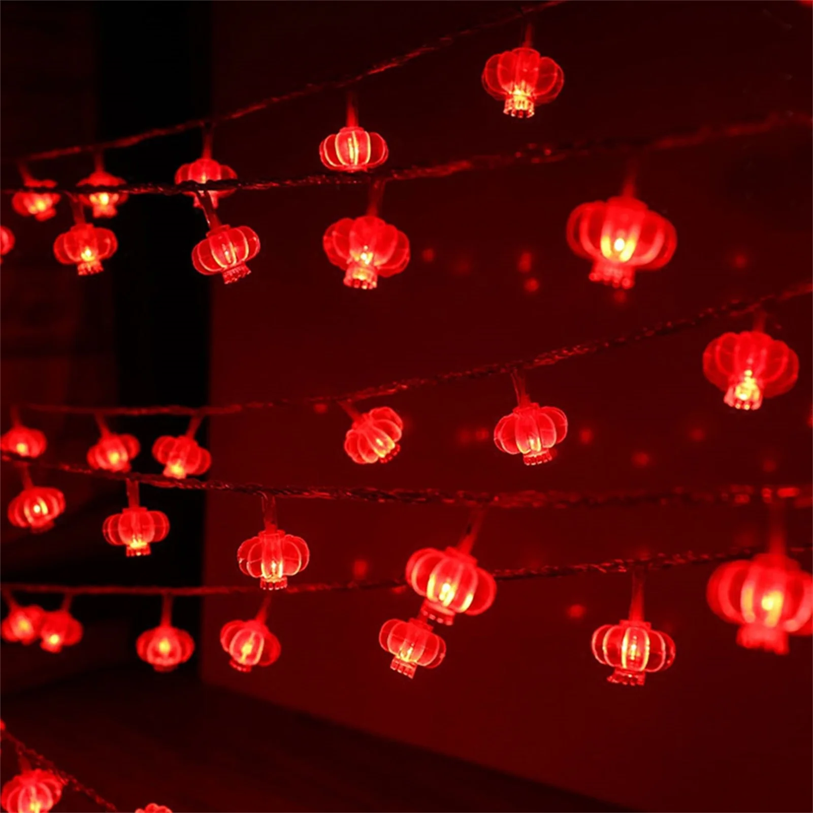

Светодиодная гирлянда с красным китайским фонариком, рождественские товары для вечеринок с питанием от батарейки, новогодний декоративный...