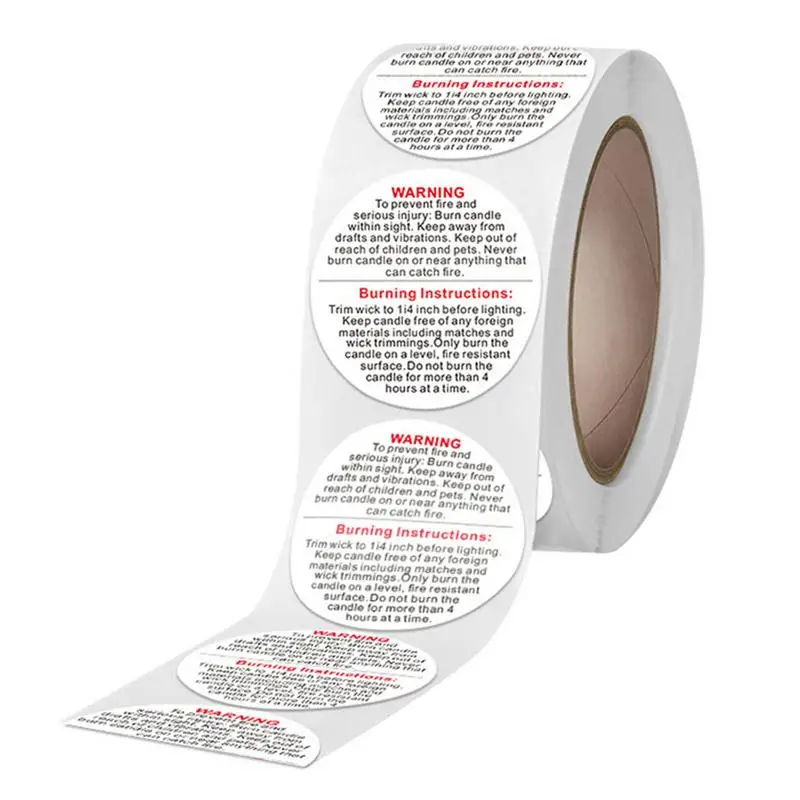 

500PCS Candle Warning Labels 1.5 Inch Candle Jar Container Stickers Roll 1.5 Inch Safety Warning Decals For Candle Making DIY