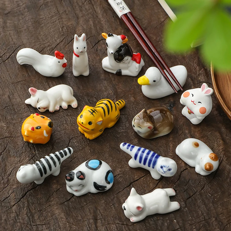 

Animal Cat Dog Zodiac Chopstick Rest Ceramic Holder Japanese Ramen Chopstick