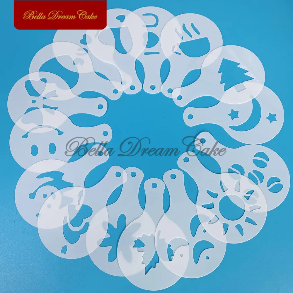 16 шт./набор пластиковые шаблоны для шоколада и кофе