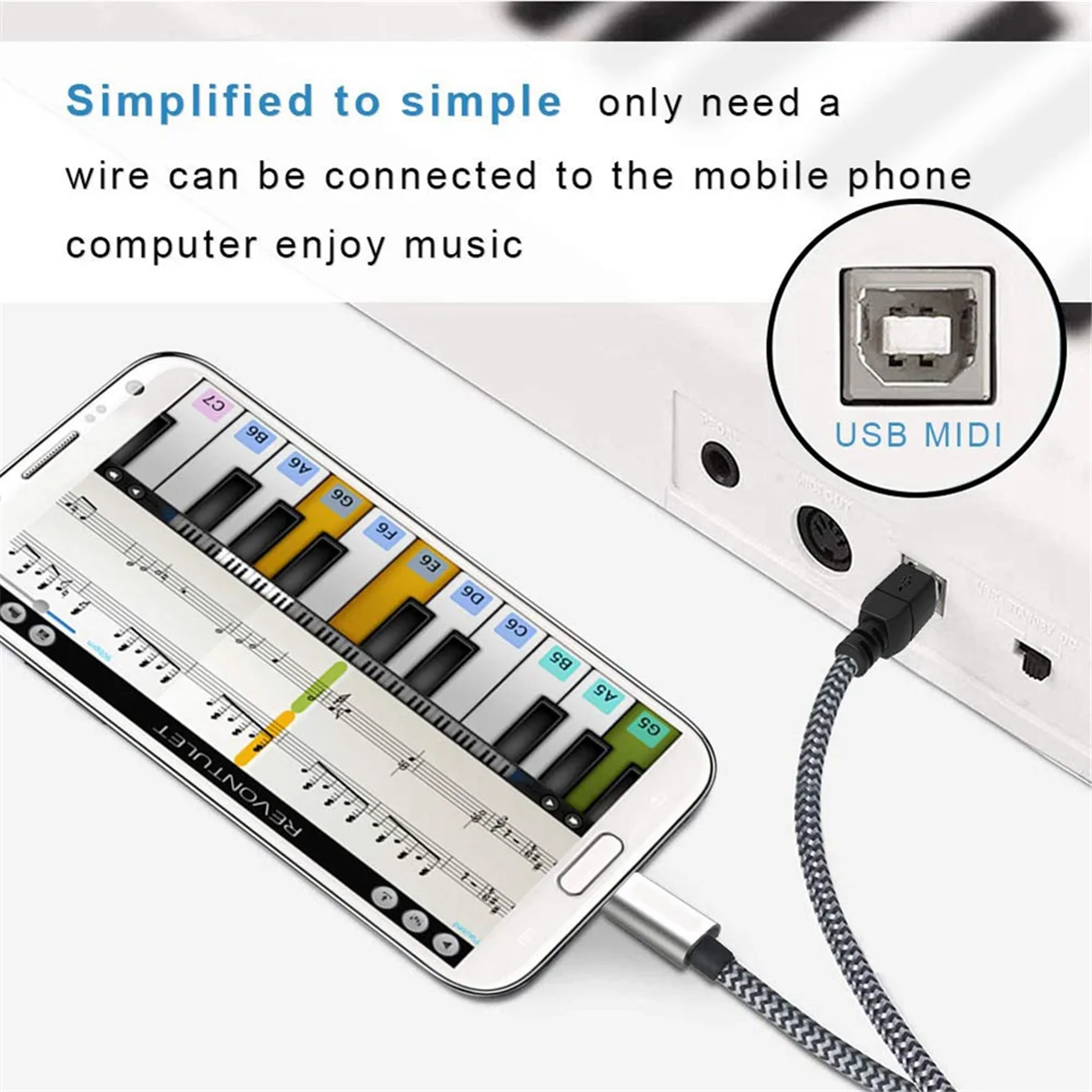 Тип C — MIDI-кабель USB B 2.0 Кабель принтера Шнур сканера для принтеров AiO HP Canon Samsung и