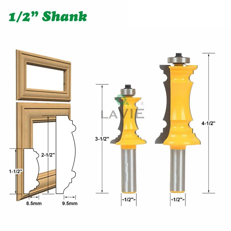 

1PC 1/2" 12.7MM Shank Milling Cutter Wood Carving Mitered Door Drawer Molding Router Bits Handrail Line Knife Tenon Woodworking