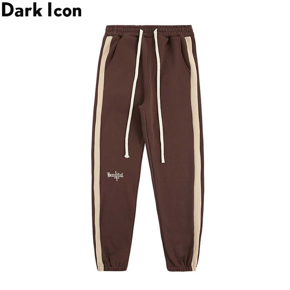 

Dark Icon Side Stripe Patchwork Men's Joggers Elastic Waist Draw String Sweatpants Man