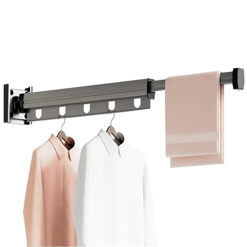 Retractable Clothes Drying Rack Wall Mounted Folding Clothes Hanger Rack Space Saver Wall Mount Retractable Cloth Drying Rack