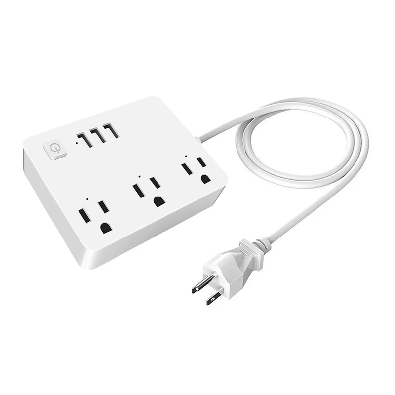 

Wi-Fi Smart Power Srip, с 3 розетками стандарта США и 3 USB-портами для зарядки, работает с Alexa, голосовым управлением Googlehome, вилкой Стандарта США