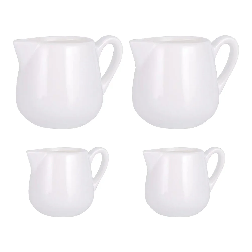 

4Pcs Ceramic Milk Jug Coffee Shop Cream Holder Household Mini Milk Cup (White)