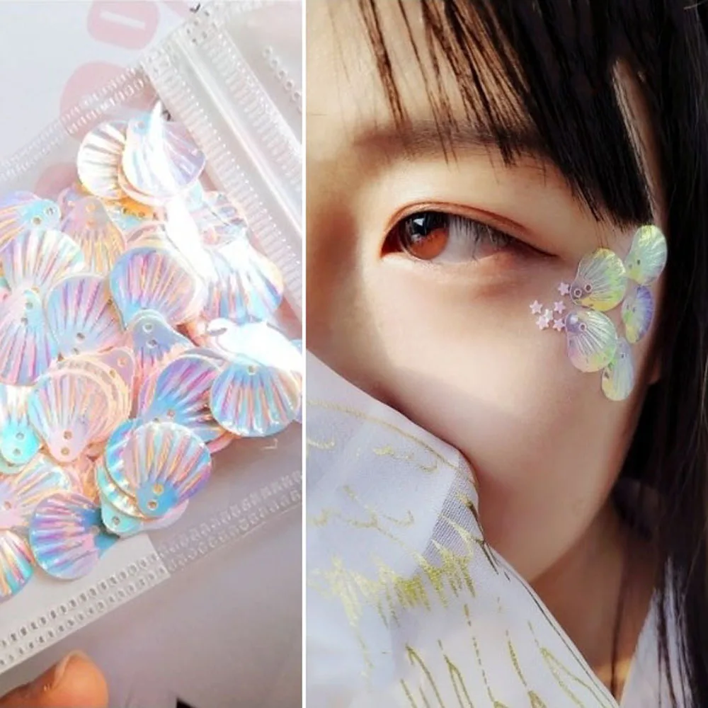 DIY блестящая пудра вспышка Русалка чешуя рыбья ракушка блестки угловые наклейки