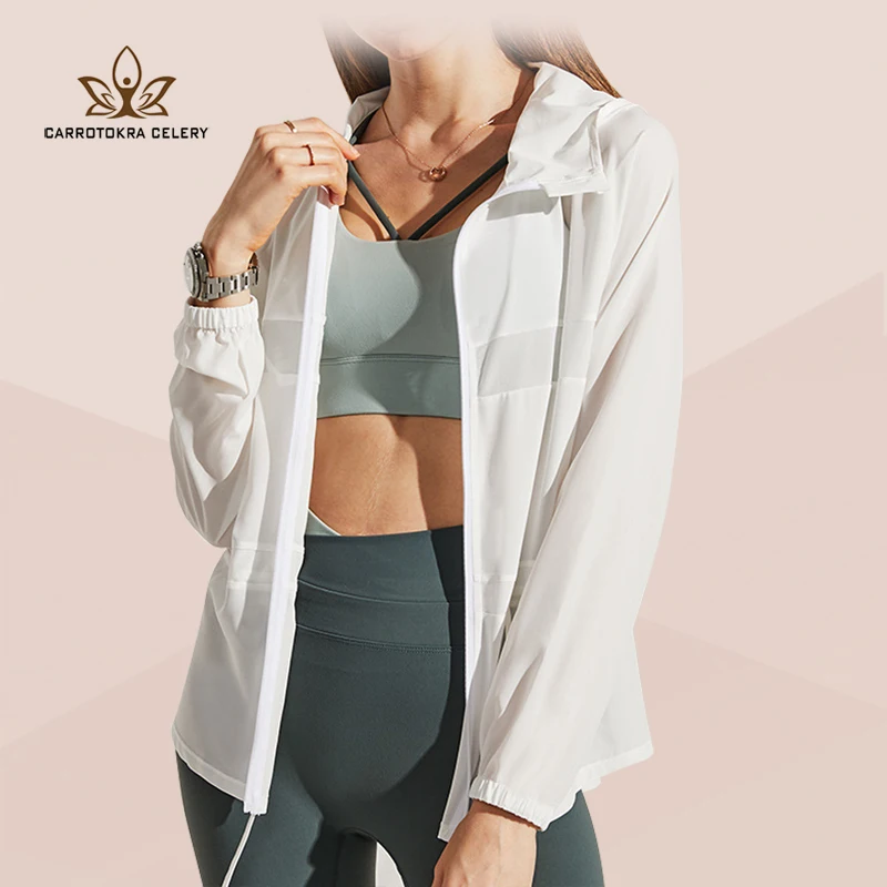 Купи Women's sun protection clothing Summer skin clothing Ultra thin breathable outdoor sports yoga fitness running coat за 1,049 рублей в магазине AliExpress