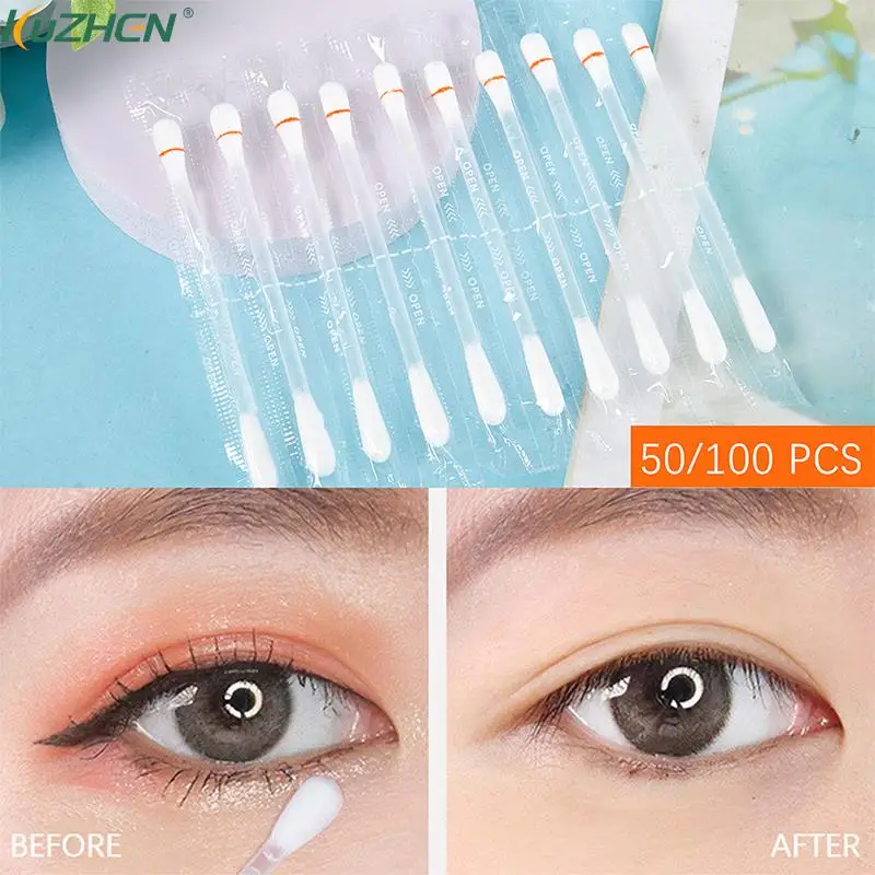 

50/100pcs Disposable Double-ended Cotton Swabs Cosmetic Tools Individually Packaged For Portable Travel
