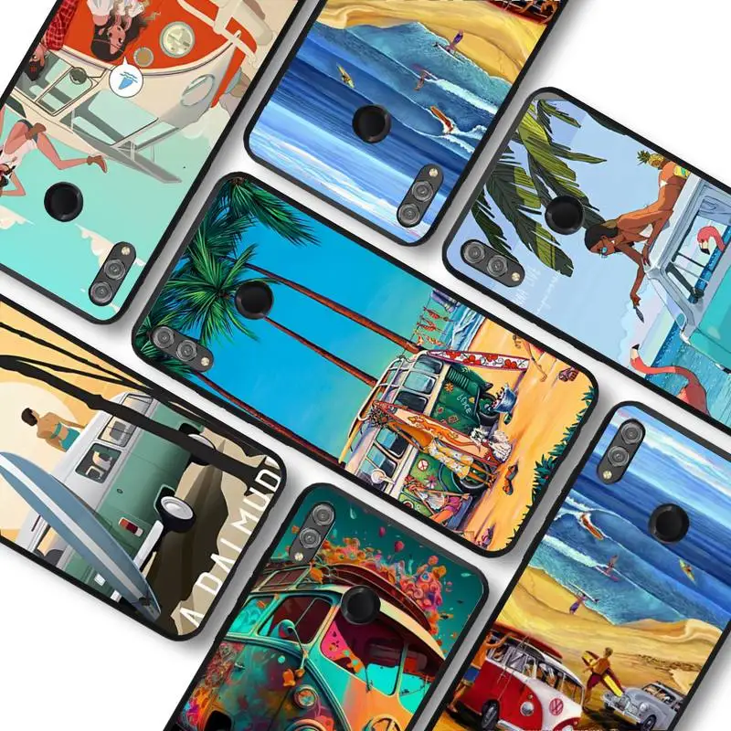 

Big Bus Beach Surfing Phone Case For Huawei honor 10Lite 10i 20 8x 10 Funda for Honor 9lite 9xpro Back Coque