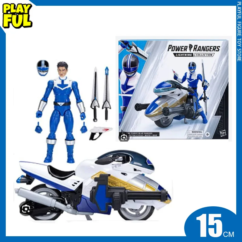 Power Rangers Lightning Time Force Blue Ranger Vector Cycle Moto Bike Action Figures Model Doll Toy
