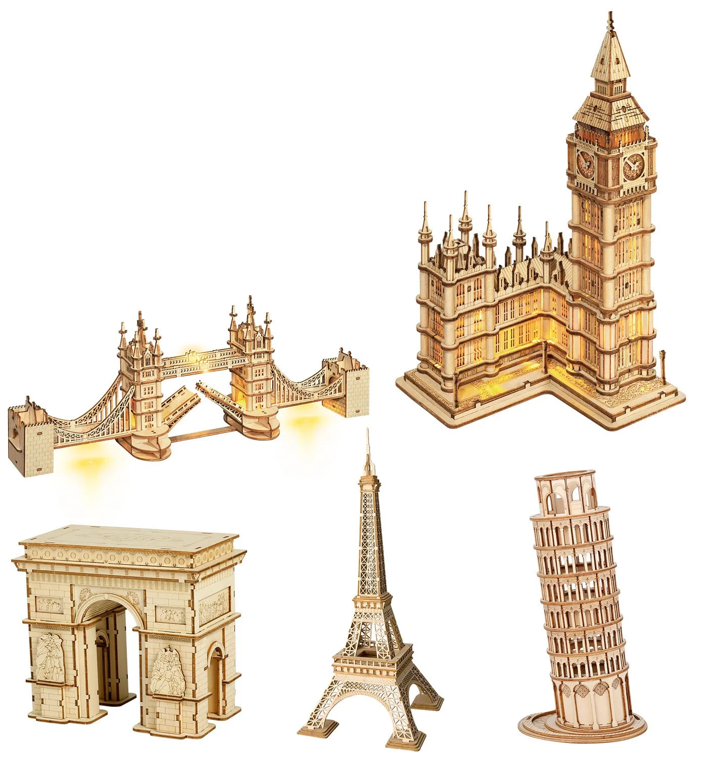 

DIY 3D Tower Bridge,Big Ben,Famous Building Wooden Puzzle Game Assembly Building Toy Gift for Children Teen Adult