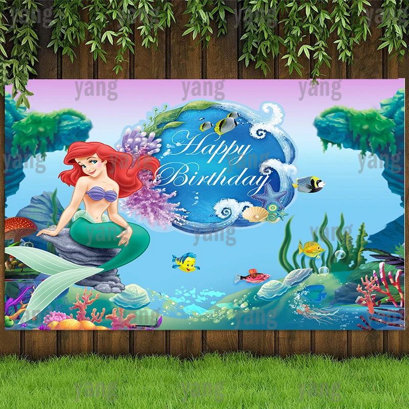 

Фон для фотосъемки Принцессы Disney, Свадебный замок, маленькая Русалочка, Ариэль, Подводные пузыри, праздвечерние чный баннер на день рождения для девочек